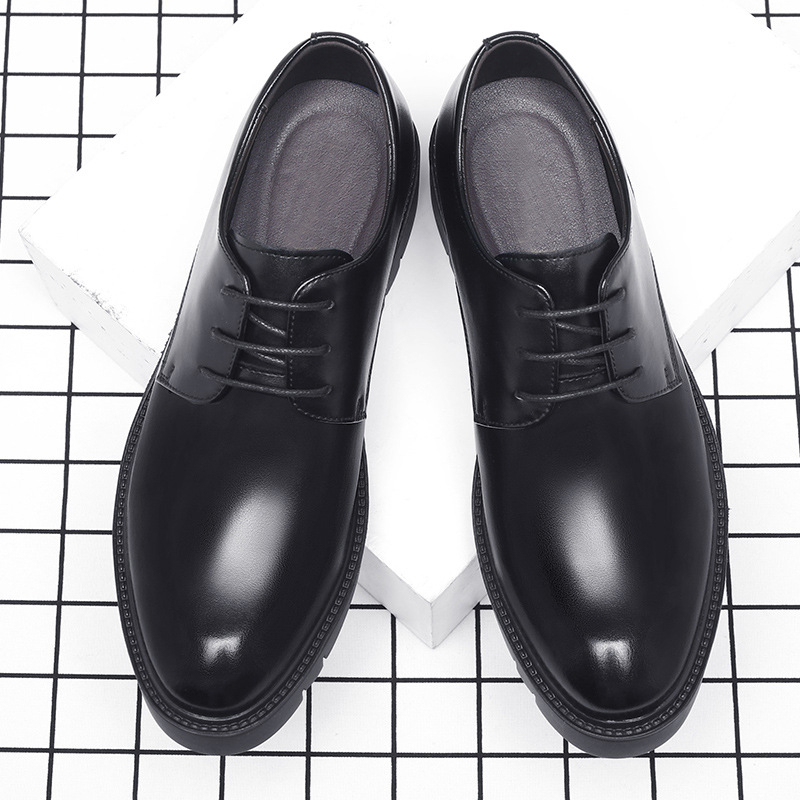 รองเท้าหนังสีดำแบบผูกเชือกสำหร - Men'S Formal Office Wear Shoes บทวิจารณ์และราคา
