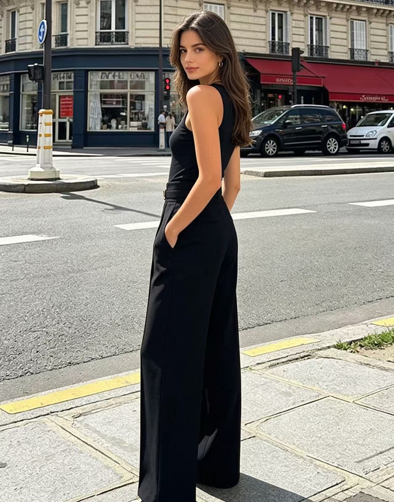 กางเกงสูทขายาวเอวสูงทรงขากว้าง - Dress Pant Flat Front บทวิจารณ์และราคา
