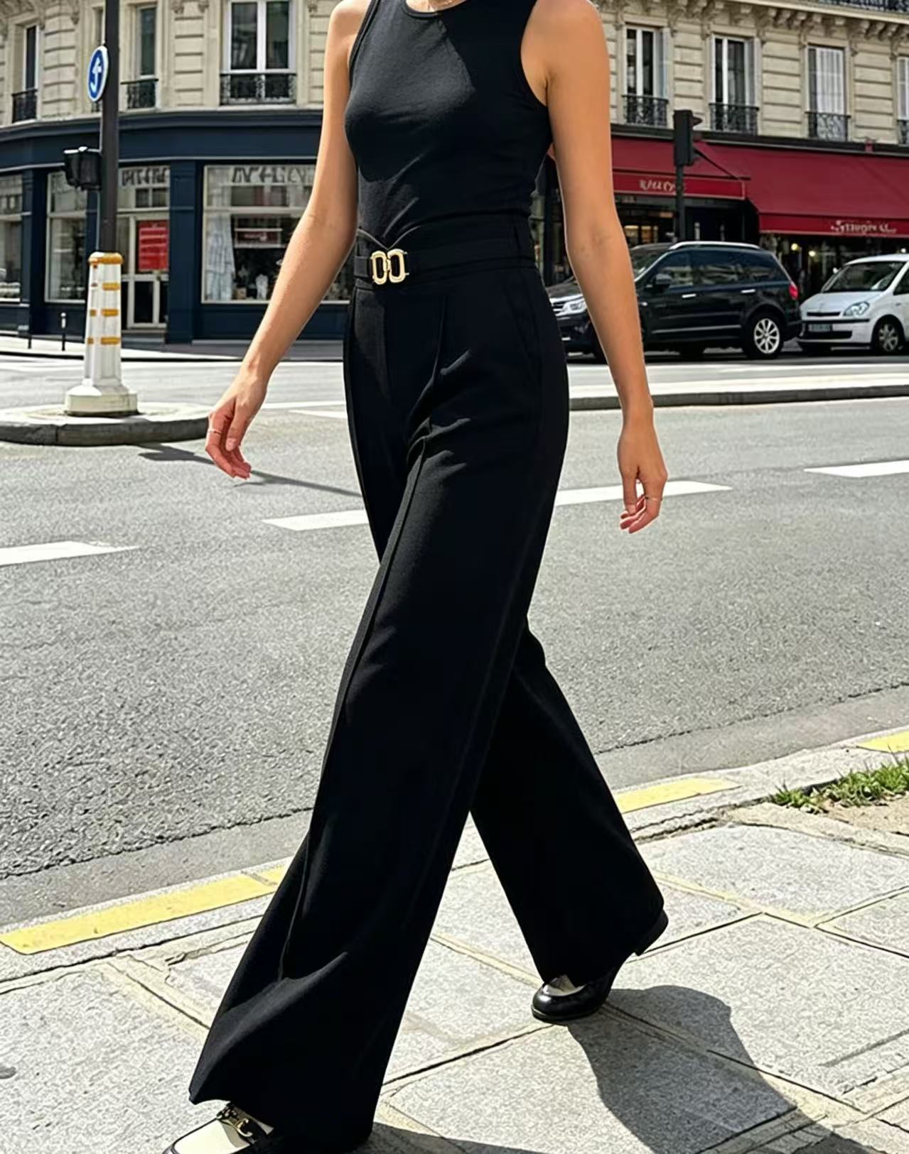 กางเกงสูทขายาวเอวสูงทรงขากว้าง - Dress Pant Flat Front บทวิจารณ์และราคา