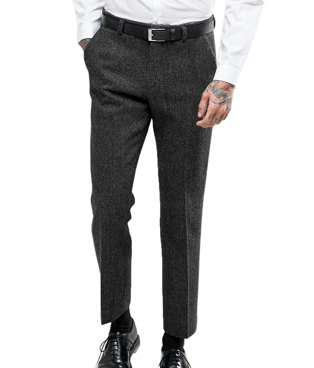 ผู้ชายธุรกิจชุดสูทกางเกง Slim  - Dress Pant Flat Front บทวิจารณ์และราคา