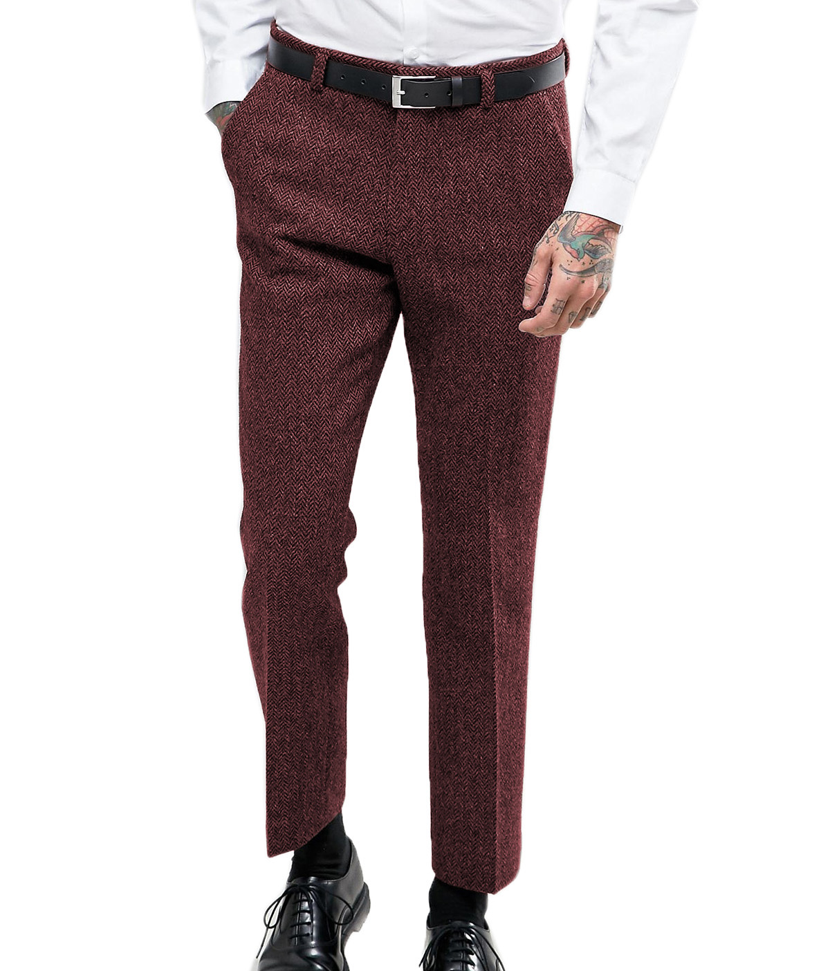 ผู้ชายธุรกิจชุดสูทกางเกง Slim  - Dress Pant Flat Front บทวิจารณ์และราคา