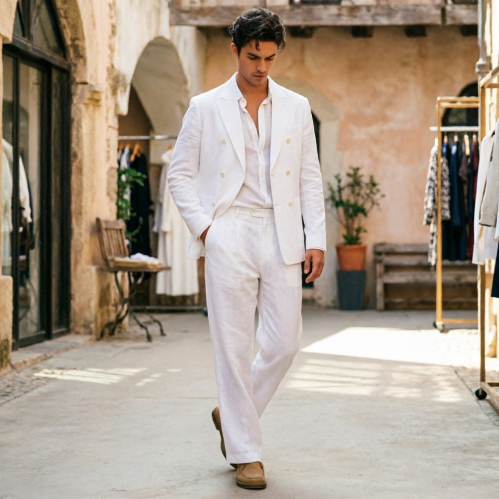 ชุดสูทผู้ชายสีเขียวเซจ ผ้าลินิ - Men Formal Wear Wedding Guest บทวิจารณ์และราคา