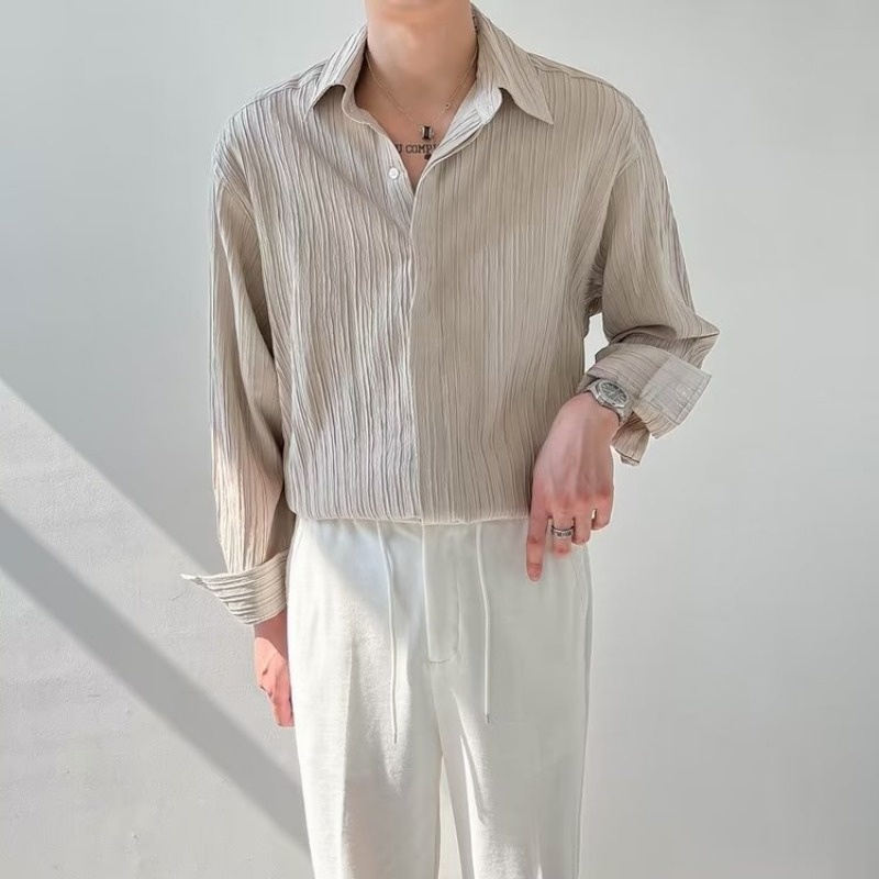 สีดำ Apricot สีขาวแขนยาวเสื้อผ - Korean Men Formal Wear บทวิจารณ์และราคา